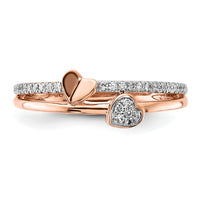 14k Rose Gold Polished Hearts Diamond Ring-RM8447