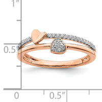 14k Rose Gold Polished Hearts Diamond Ring-RM8447