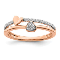 14k Rose Gold Polished Hearts Diamond Ring-RM8447