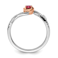 14k Two-tone Polished Rose Ruby and Diamond Ring-RM8549