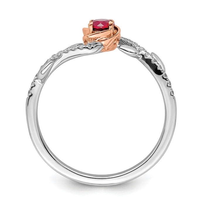 14k Two-tone Polished Rose Ruby and Diamond Ring-RM8549