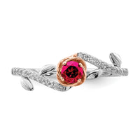 14k Two-tone Polished Rose Ruby and Diamond Ring-RM8549