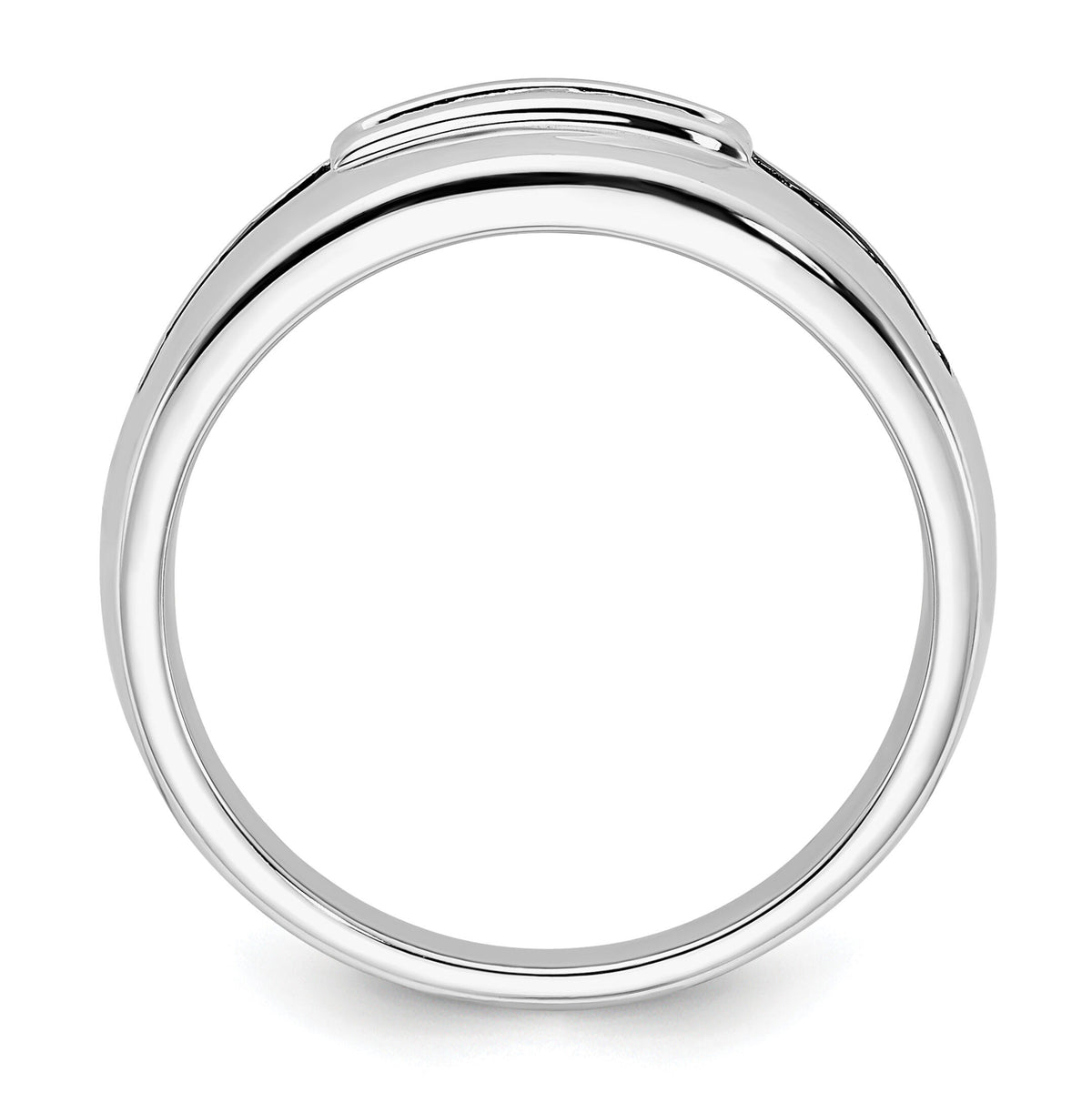 14K White Gold Complete White and Black Diamond Men's Ring-RM8882B