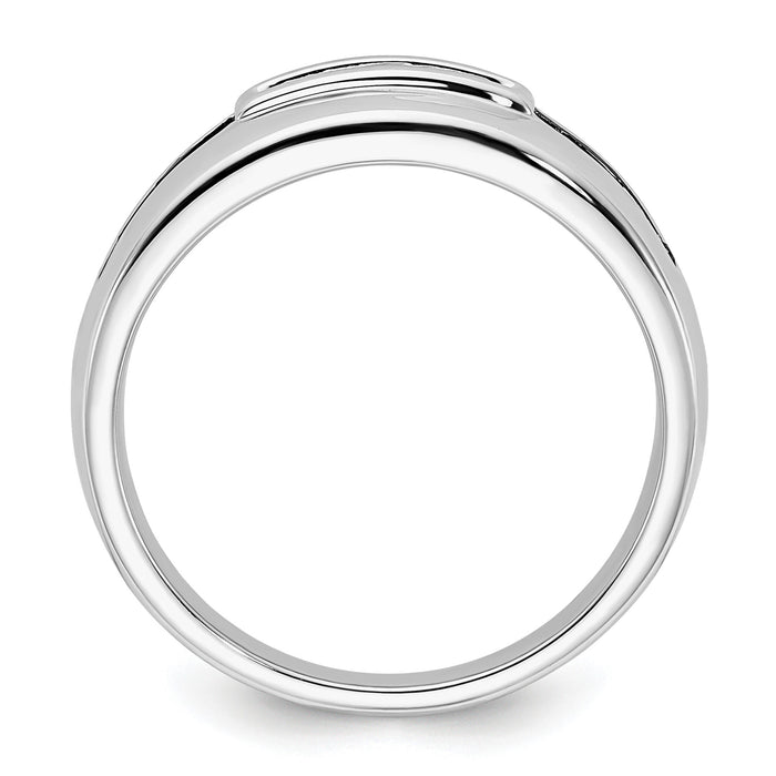 14K White Gold Complete White and Black Diamond Men's Ring-RM8882B