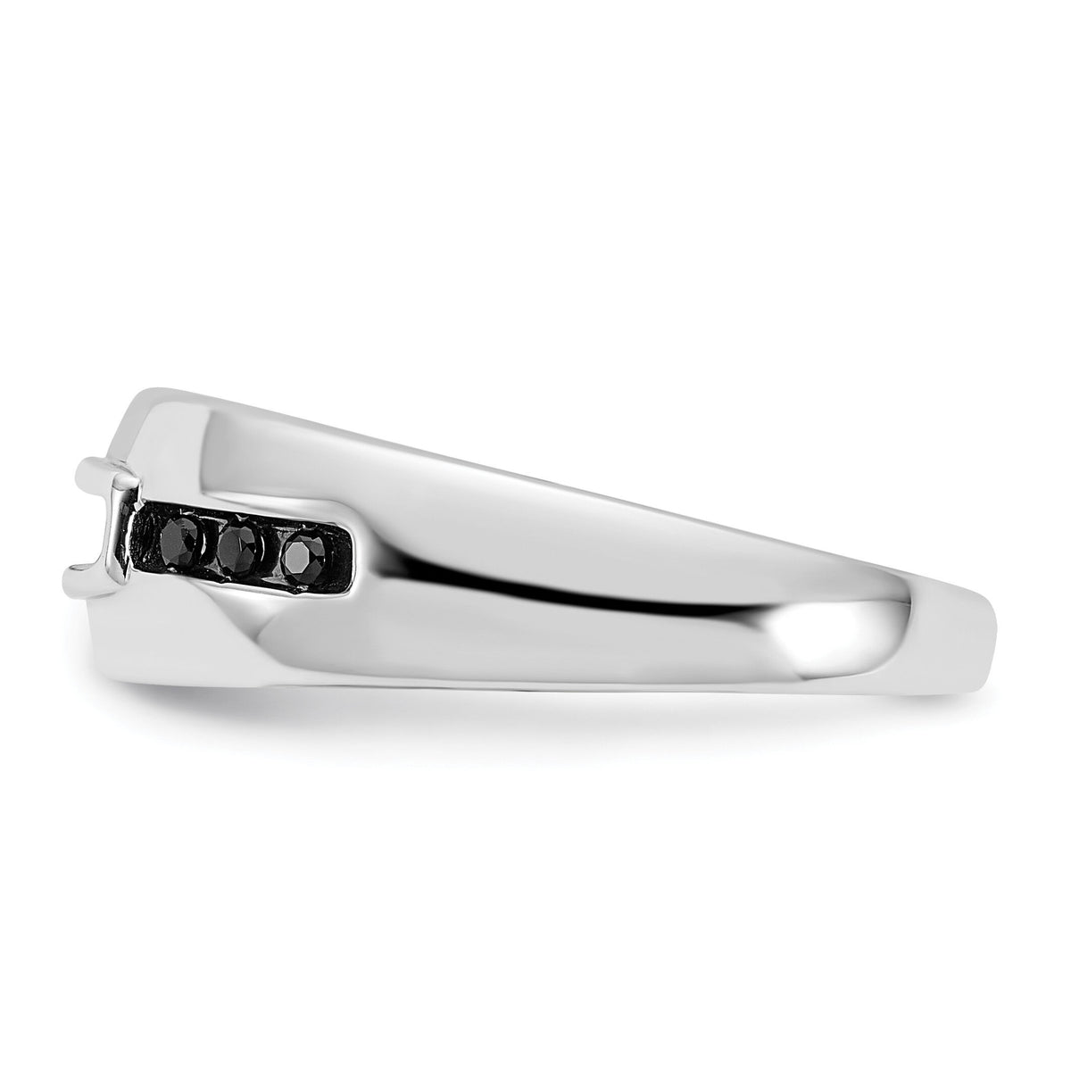 14K White Gold Complete White and Black Diamond Men's Ring-RM8882B