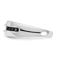 14K White Gold Complete White and Black Diamond Men's Ring-RM8882B
