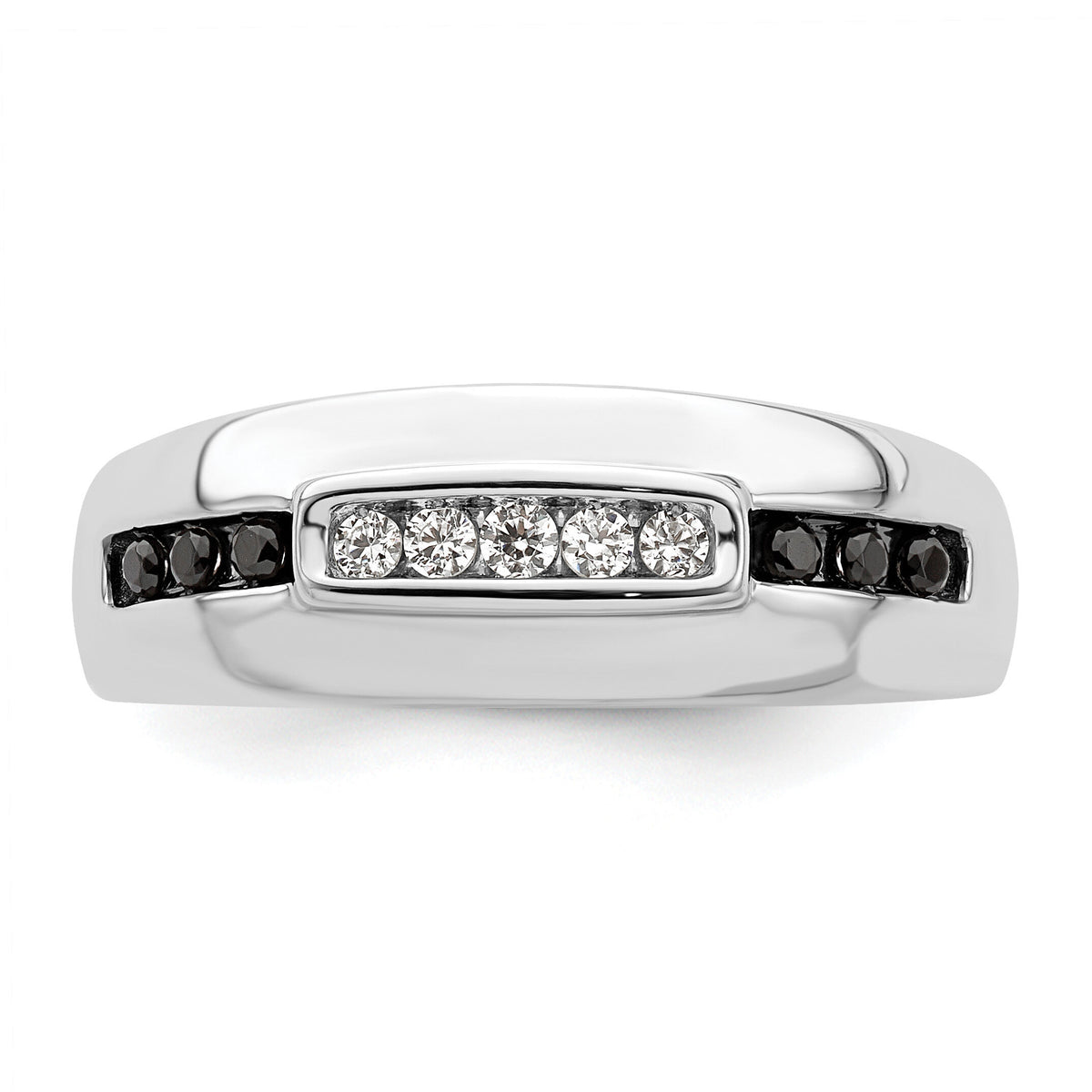 14K White Gold Complete White and Black Diamond Men's Ring-RM8882B