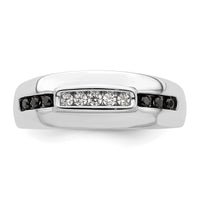 14K White Gold Complete White and Black Diamond Men's Ring-RM8882B