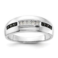 14K White Gold Complete White and Black Diamond Men's Ring-RM8882B