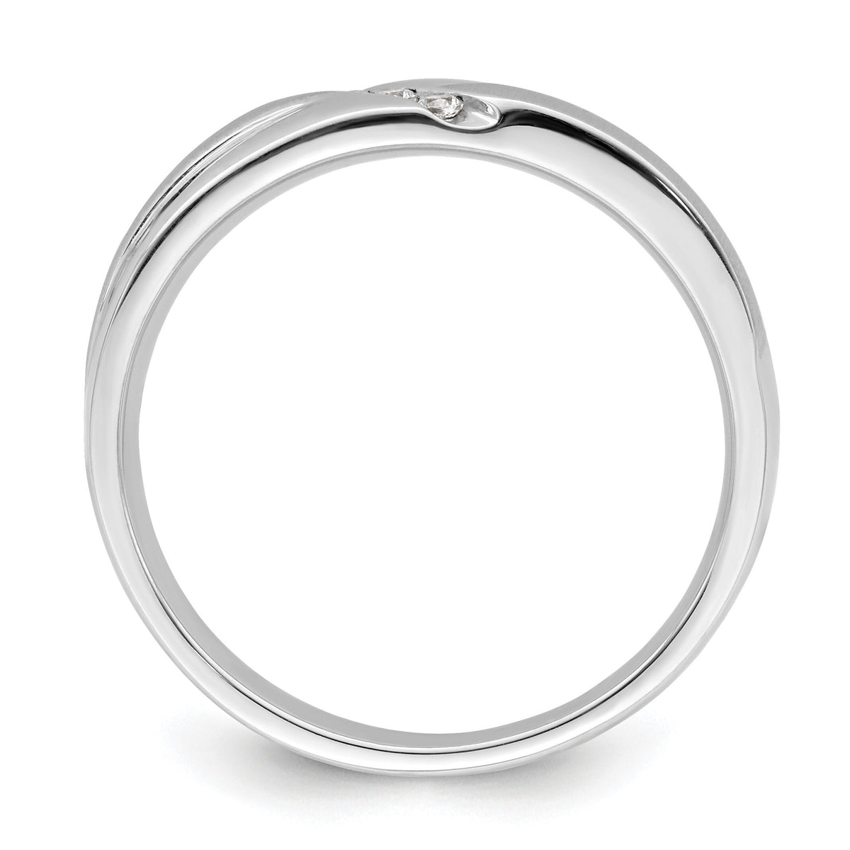 14K White Gold Satin and Polished Diamond Men's Band-RM8885B