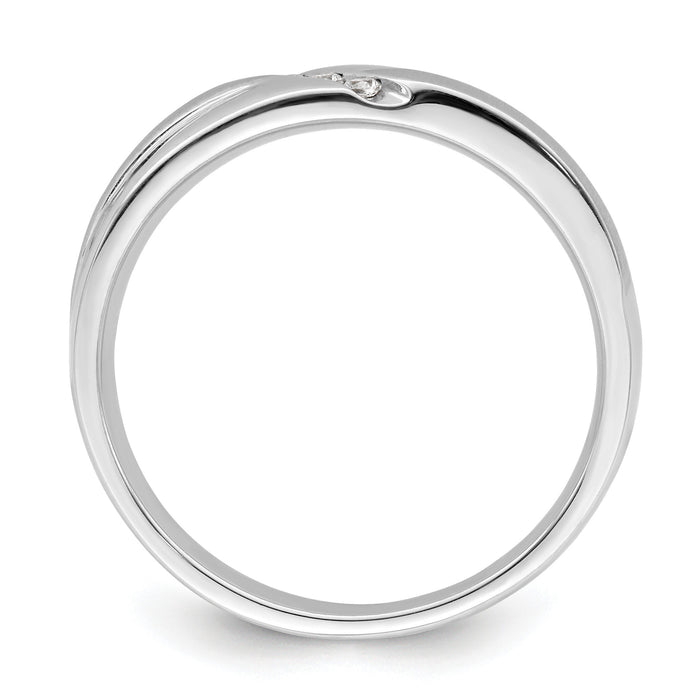 14K White Gold Satin and Polished Diamond Men's Band-RM8885B