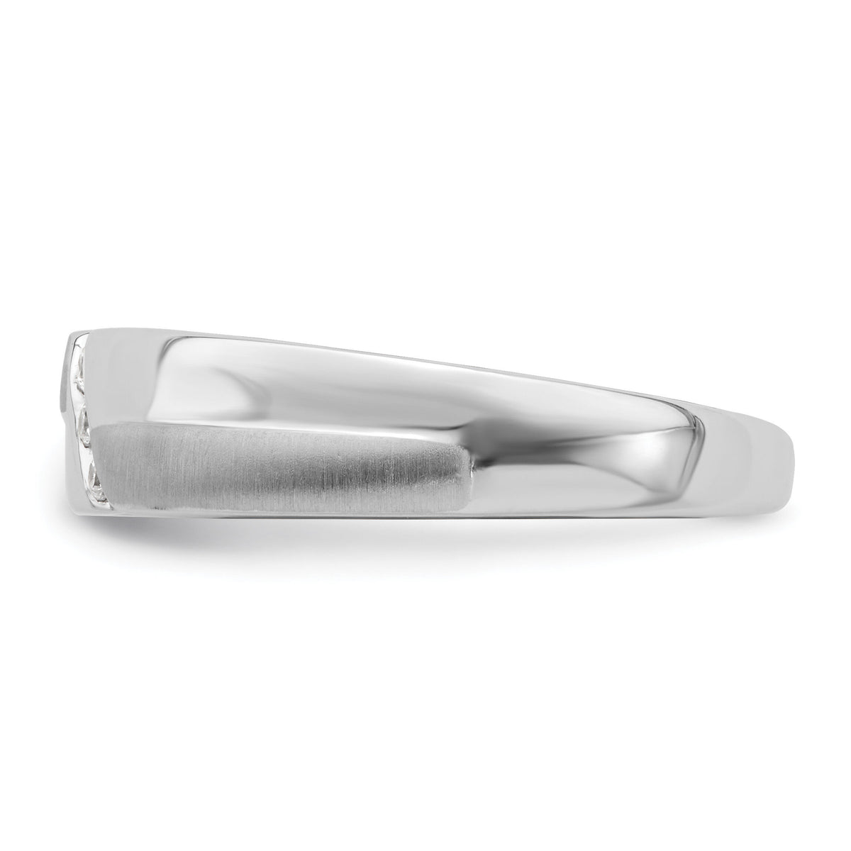 14K White Gold Satin and Polished Diamond Men's Band-RM8885B