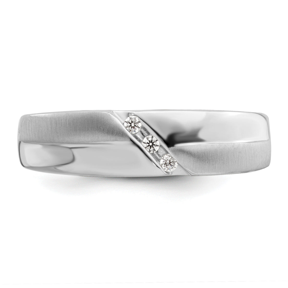 14K White Gold Satin and Polished Diamond Men's Band-RM8885B
