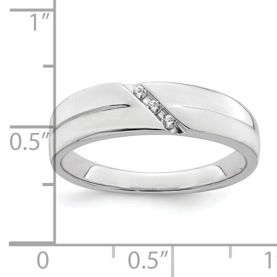 14K White Gold Satin and Polished Diamond Men's Band-RM8885B