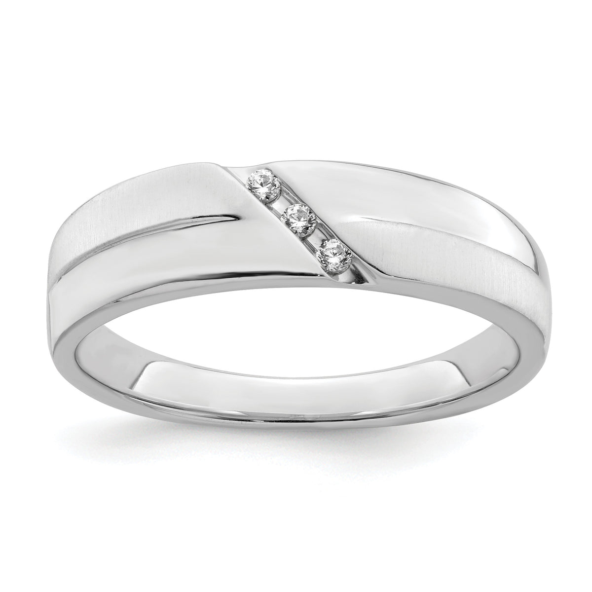 14K White Gold Satin and Polished Diamond Men's Band-RM8885B-006-WAA