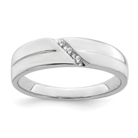 14K White Gold Satin and Polished Diamond Men's Band-RM8885B