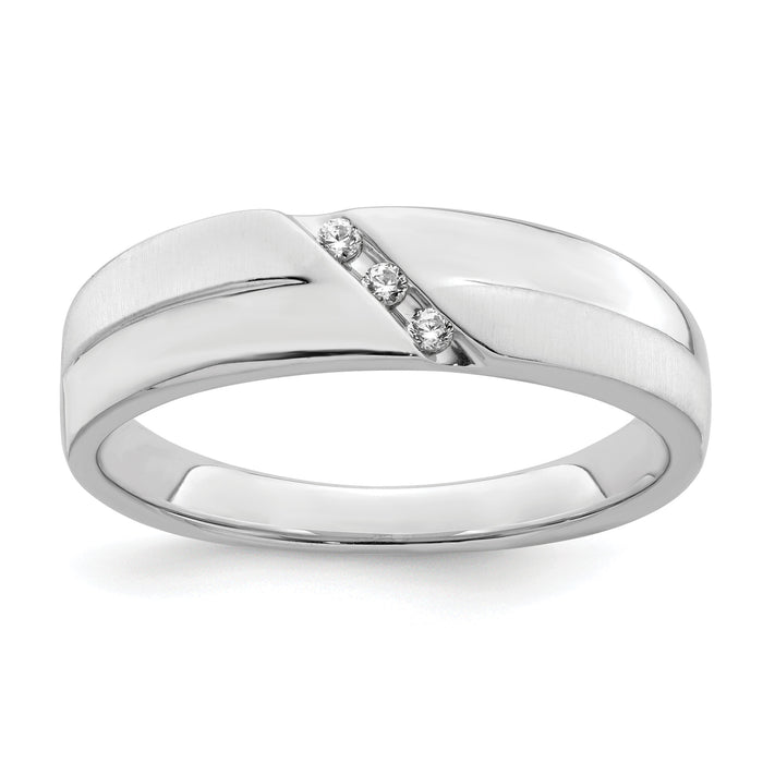 14K White Gold Satin and Polished Diamond Men's Band-RM8885B-006-WAA