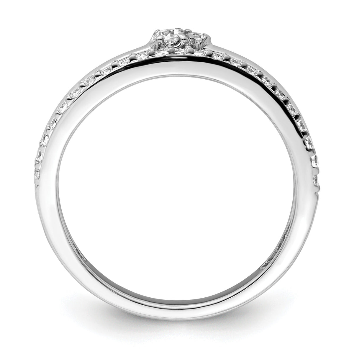 14K White Gold Polished Diamond Double Band Fashion Ring-RM9420