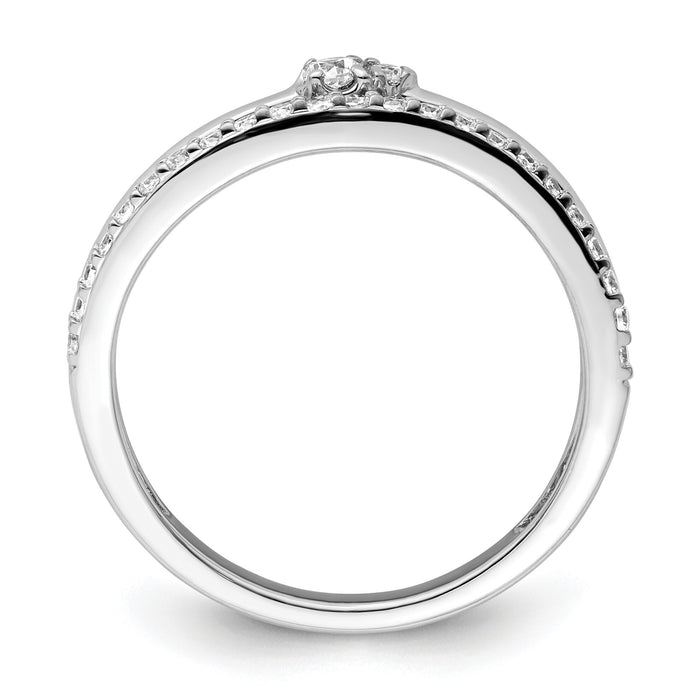 14K White Gold Polished Diamond Double Band Fashion Ring-RM9420