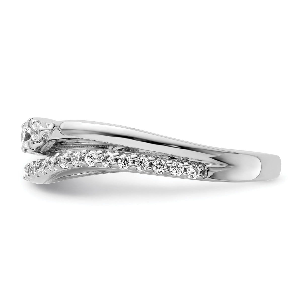 14K White Gold Polished Diamond Double Band Fashion Ring-RM9420