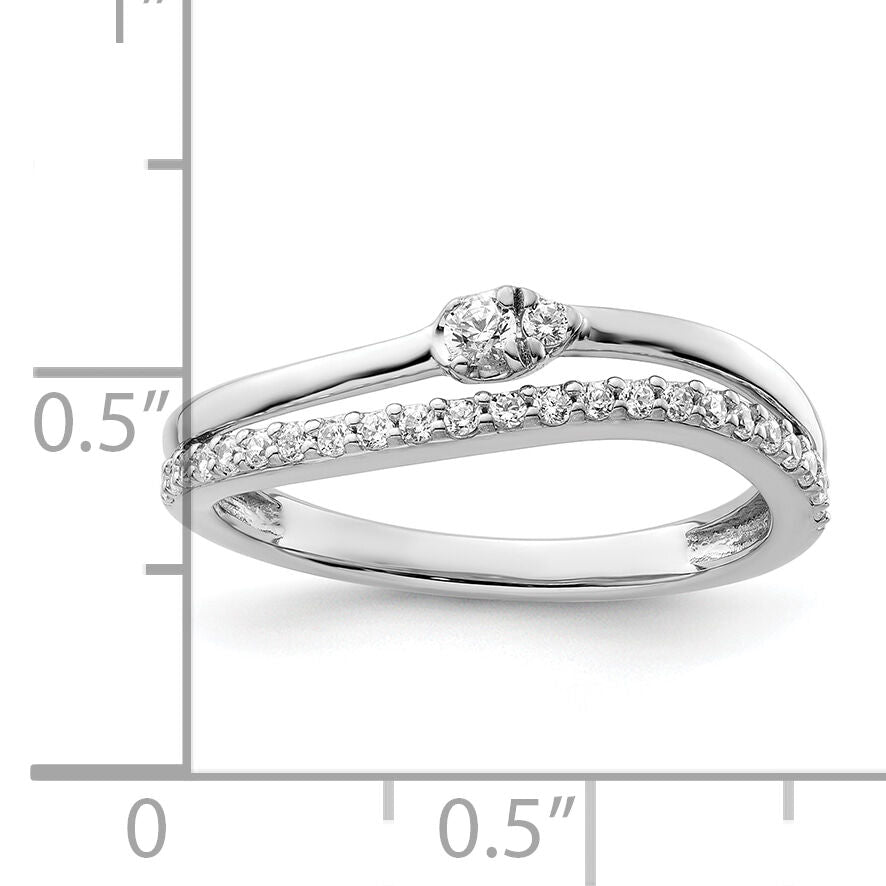 14K White Gold Polished Diamond Double Band Fashion Ring-RM9420