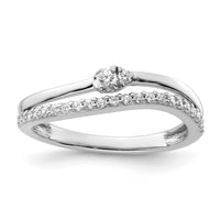 14K White Gold Polished Diamond Double Band Fashion Ring-RM9420