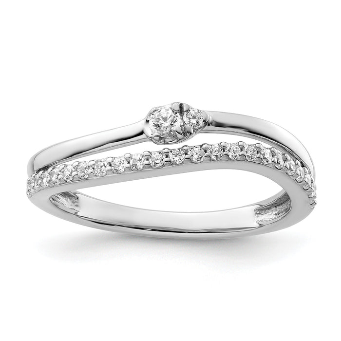 14K White Gold Polished Diamond Double Band Fashion Ring-RM9420