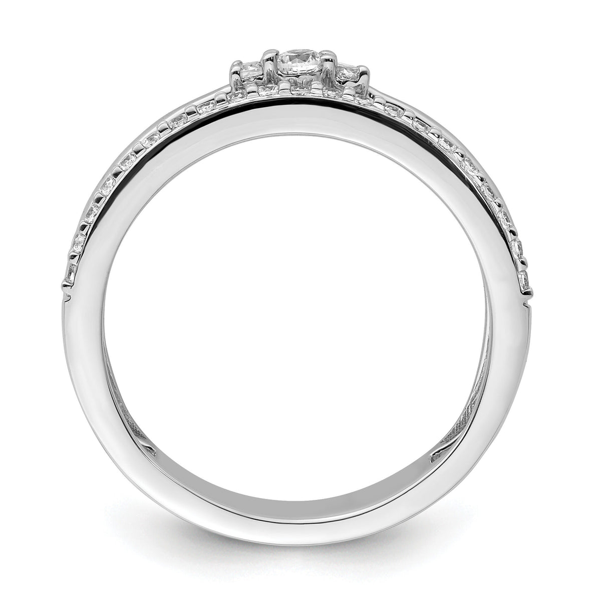 14K White Gold Polished Diamond Double Band Fashion Ring-RM9421