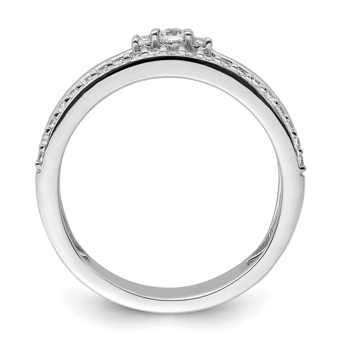 14K White Gold Polished Diamond Double Band Fashion Ring-RM9421