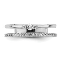 14K White Gold Polished Diamond Double Band Fashion Ring-RM9421