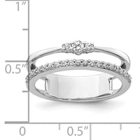 14K White Gold Polished Diamond Double Band Fashion Ring-RM9421
