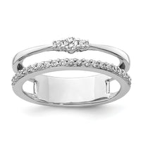 14K White Gold Polished Diamond Double Band Fashion Ring-RM9421