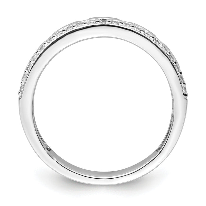 14K White Gold Polished Diamond Double Band Fashion Ring-RM9424