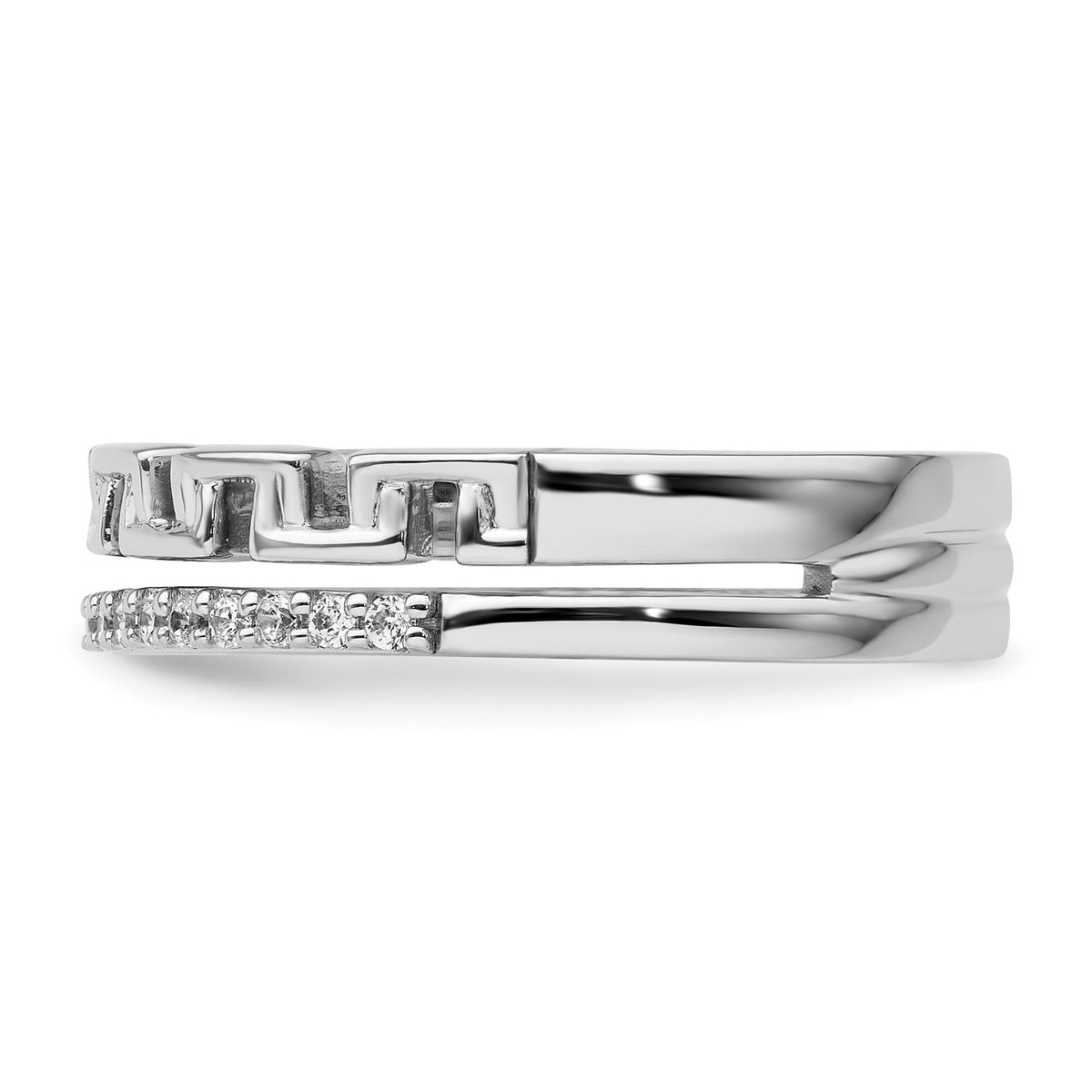 14K White Gold Polished Diamond Double Band Fashion Ring-RM9424