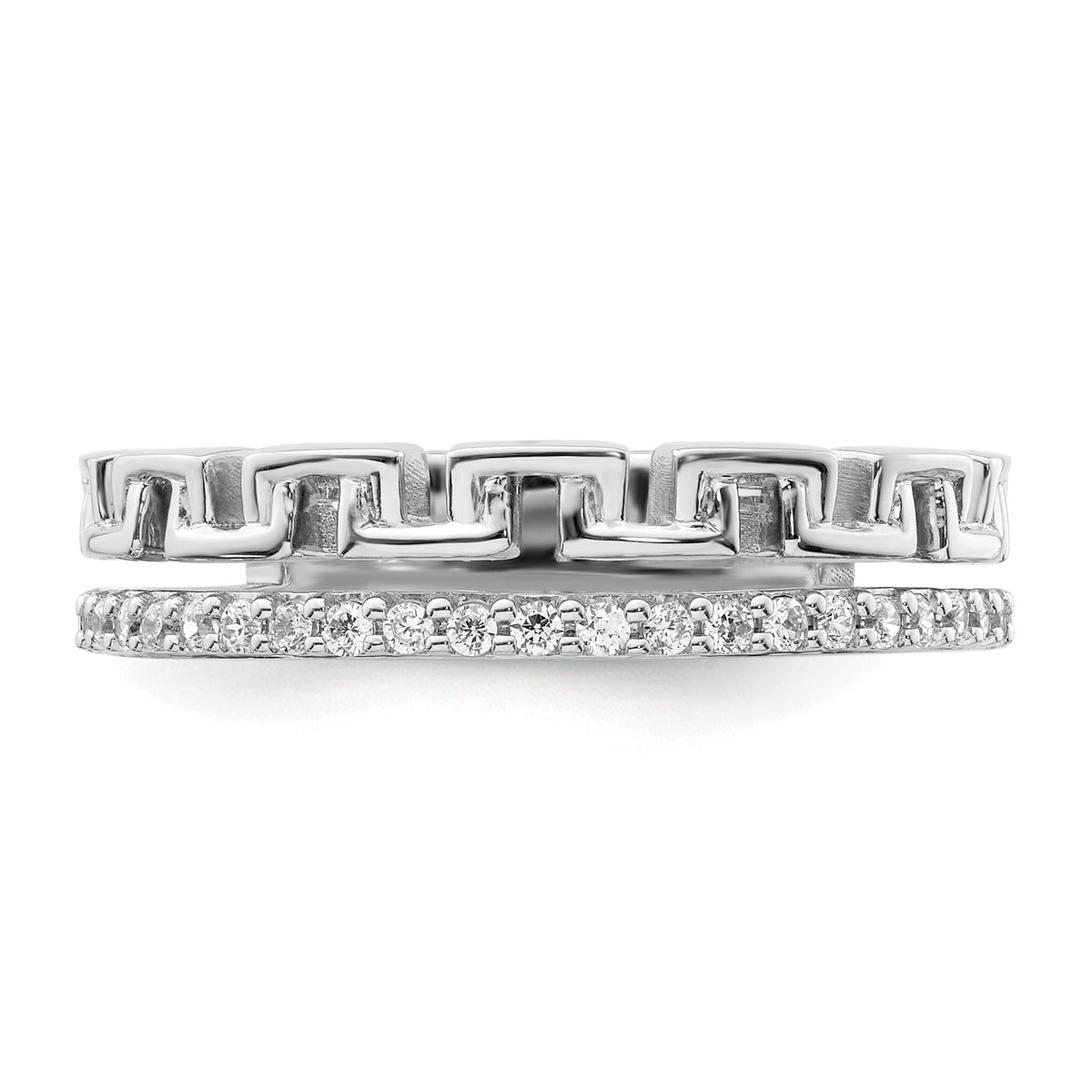 14K White Gold Polished Diamond Double Band Fashion Ring-RM9424
