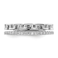 14K White Gold Polished Diamond Double Band Fashion Ring-RM9424