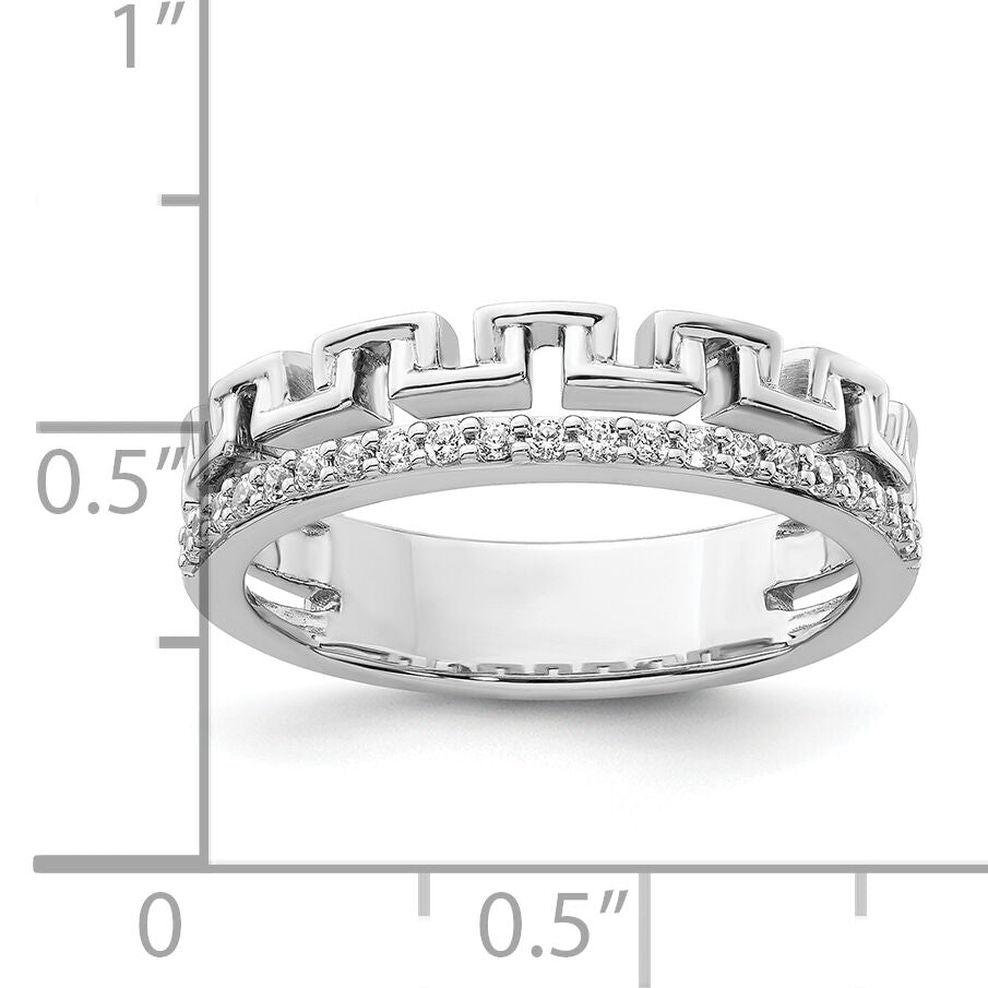 14K White Gold Polished Diamond Double Band Fashion Ring-RM9424