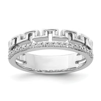14K White Gold Polished Diamond Double Band Fashion Ring-RM9424