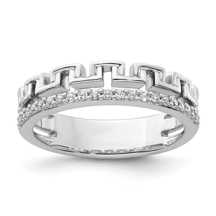 14K White Gold Polished Diamond Double Band Fashion Ring-RM9424