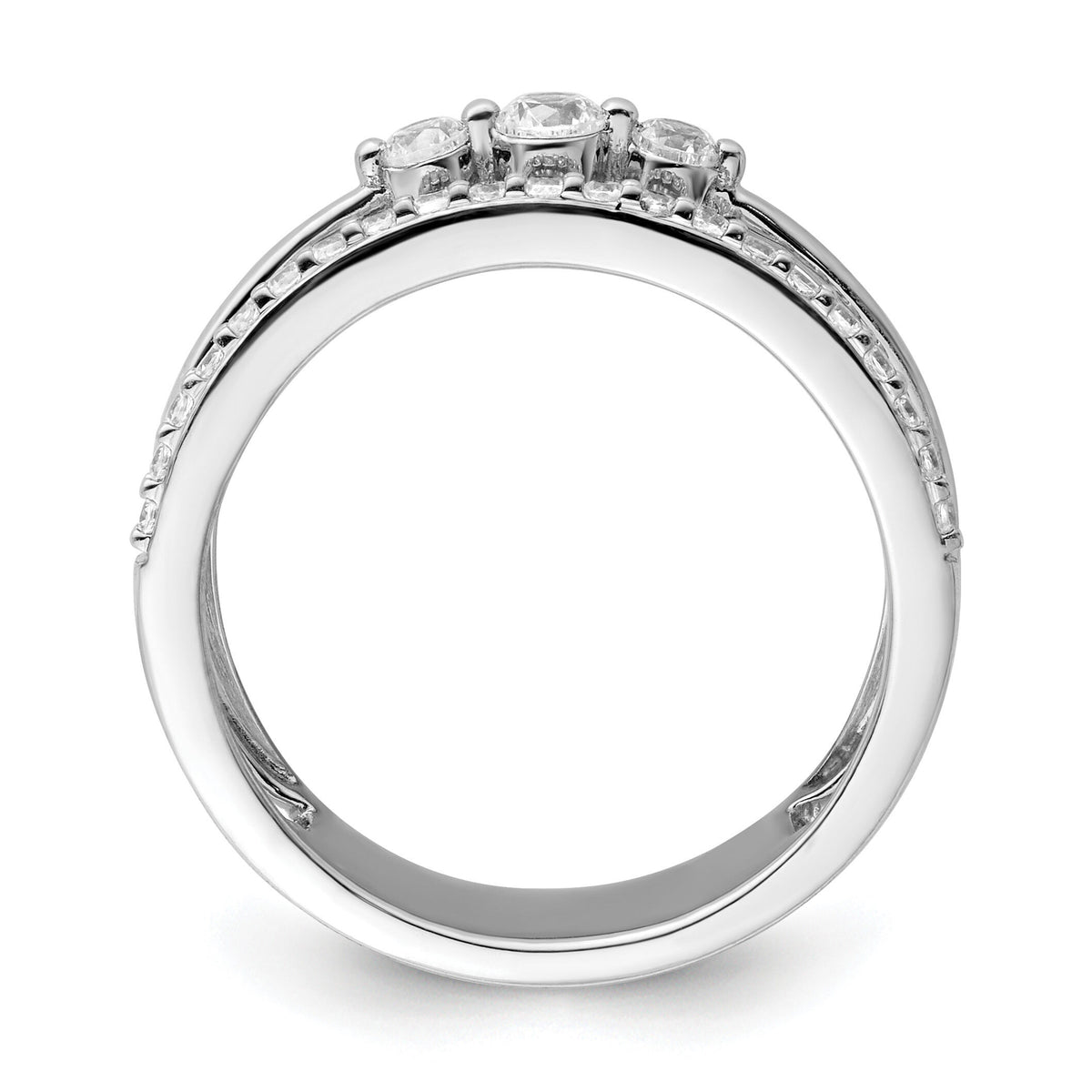 14K White Gold Polished Diamond Double Band Fashion Ring-RM9426