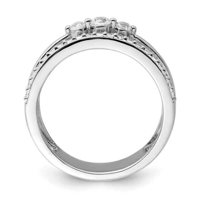 14K White Gold Polished Diamond Double Band Fashion Ring-RM9426