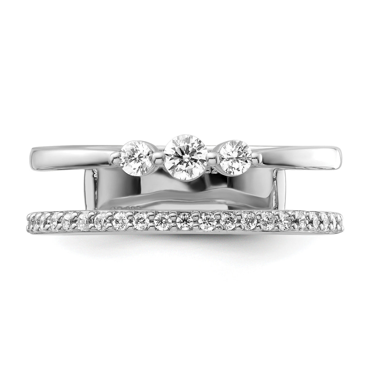 14K White Gold Polished Diamond Double Band Fashion Ring-RM9426