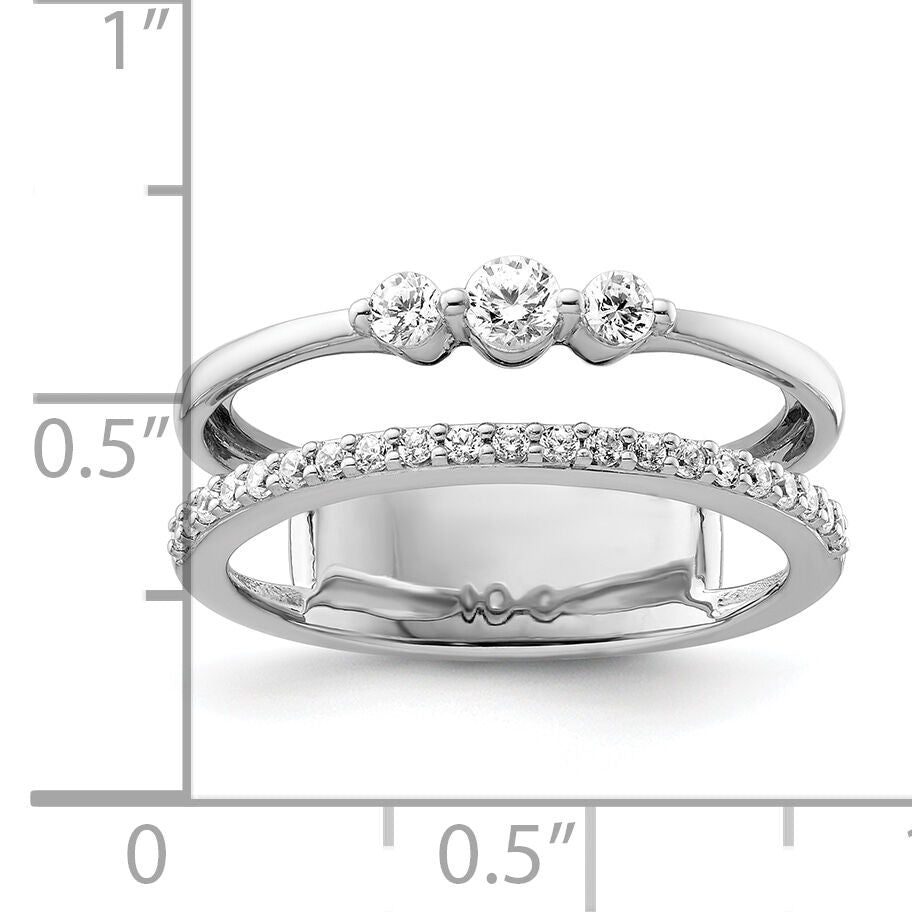 14K White Gold Polished Diamond Double Band Fashion Ring-RM9426