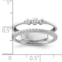 14K White Gold Polished Diamond Double Band Fashion Ring-RM9426