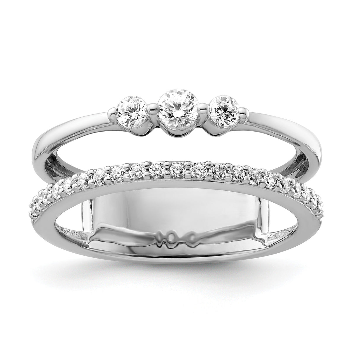 14K White Gold Polished Diamond Double Band Fashion Ring-RM9426