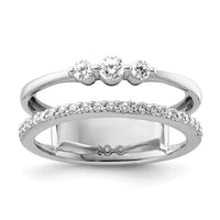 14K White Gold Polished Diamond Double Band Fashion Ring-RM9426