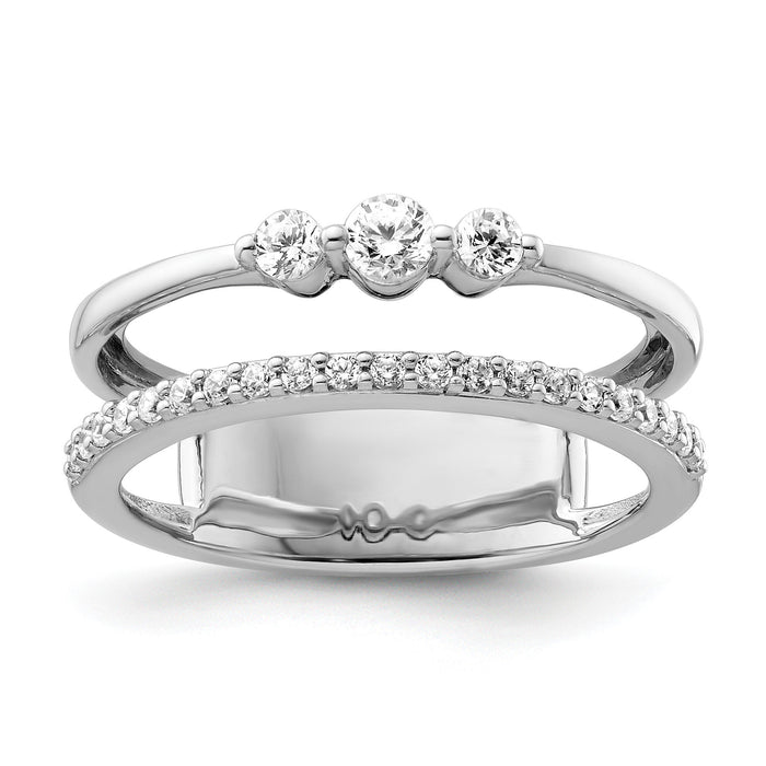 14K White Gold Polished Diamond Double Band Fashion Ring-RM9426