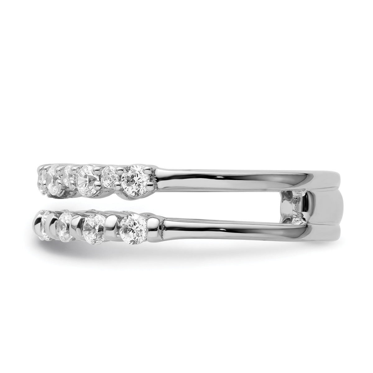14K White Gold Polished Diamond Double Band Fashion Ring-RM9427