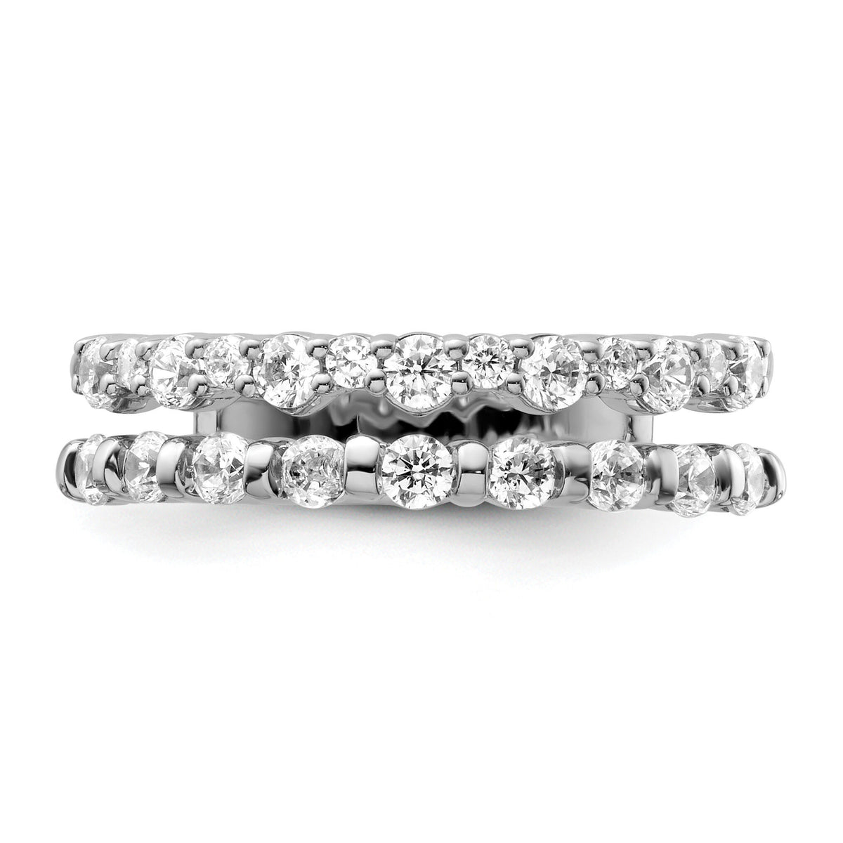 14K White Gold Polished Diamond Double Band Fashion Ring-RM9427