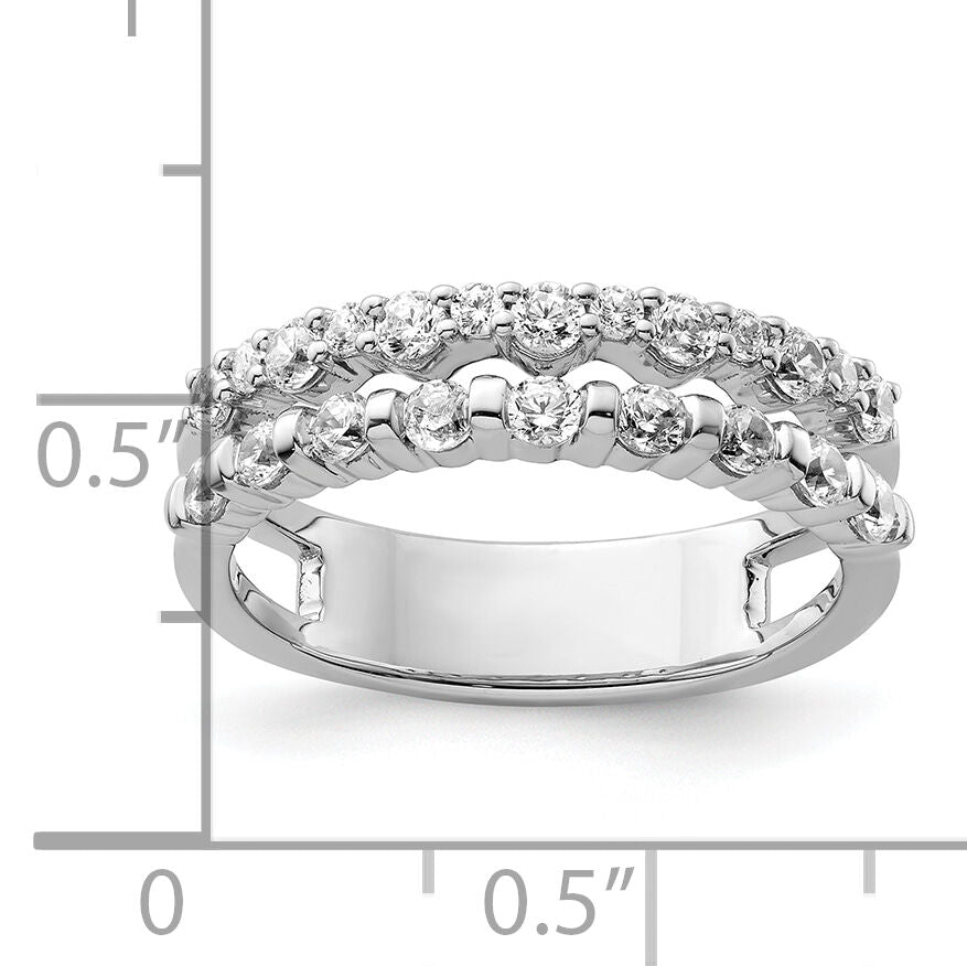 14K White Gold Polished Diamond Double Band Fashion Ring-RM9427